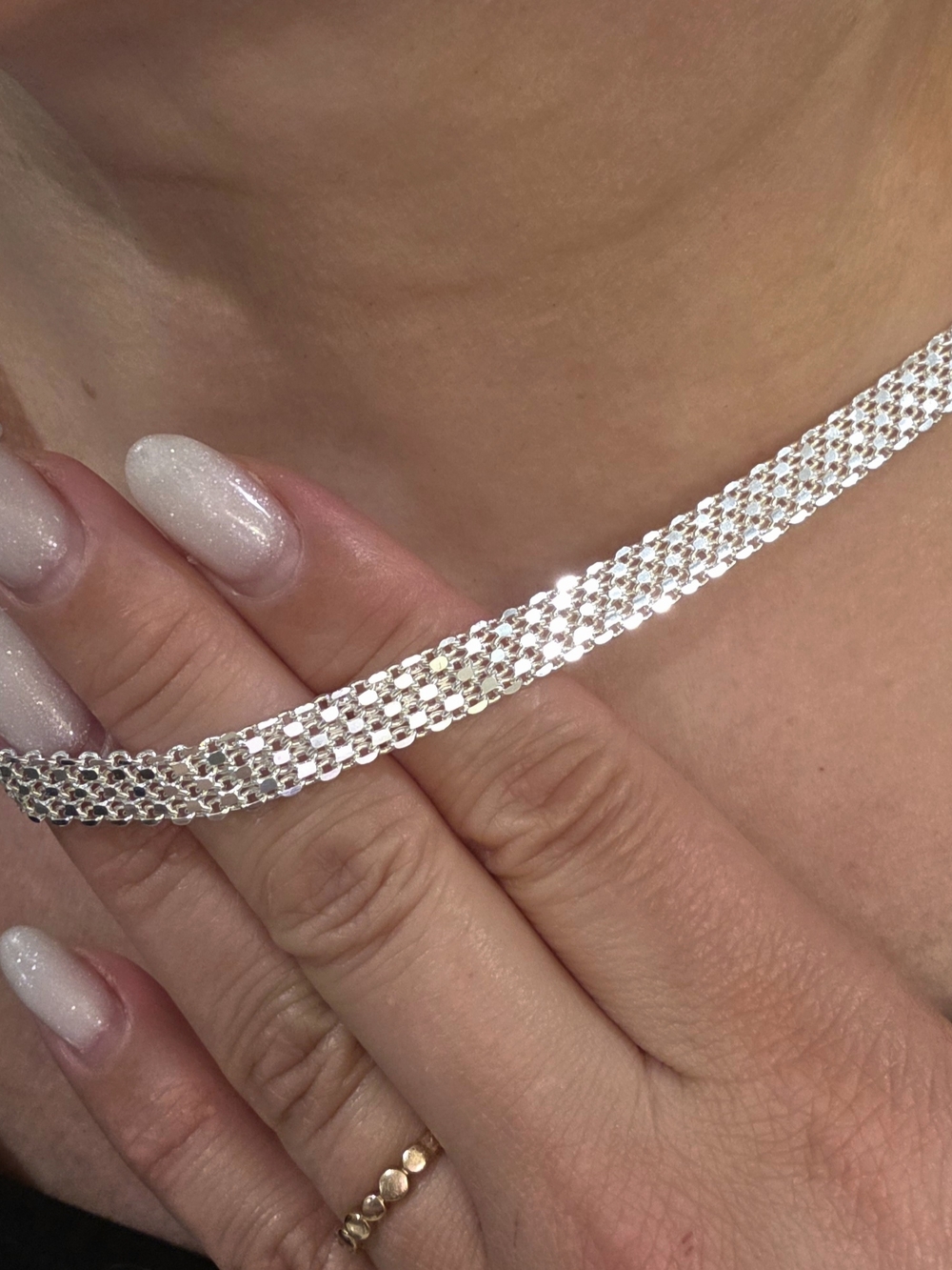 Silver Crystal Baguette Tennis Necklace - Women's Sparkling Jewelry - Picture 10 of 11